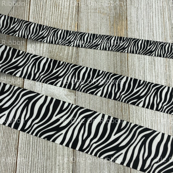 Zebra Print Animal Print Grosgrain Ribbon - 5/8 - 7/8 - 1 - 1,5 Inch - Nähen - Basteln - Dekorieren - Schleifen - Party - Kostüm - Kinderzimmer