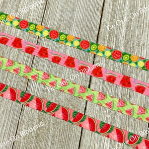 3/8&quot; Width - Choice of Four Citrus or Watermelon Printed Grosgrain Ribbon - 3/8 Inch - Sew - Crafting - Decor - Tags - Gift Wrap - Bow