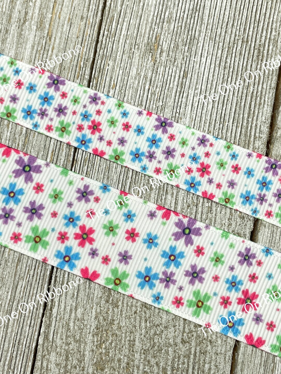 SALE! 5 Yards Petite Bright Flower Printed Grosgrain Ribbon - 5/8 -1 ...