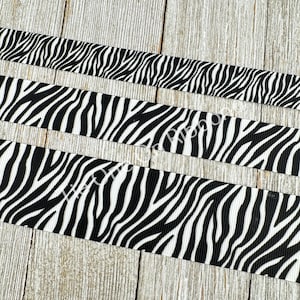 Zebra Print Animal Print Grosgrain Ribbon - 5/8 - 7/8 - 1 - 1.5 Inch - Sewing - Crafting - Decorating - Bow - Party - Costume - Nursery