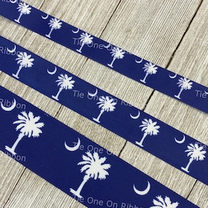 Lot 1 Größere South Carolina State Flagge Print Ripsband - 5/8 &quot;- 7/8&quot; - 1,5 &quot;&quot; - Nähen - Fertigen - Schleife - Halsbänder - Anhänger - Palmetto - Halbmond.&quot;