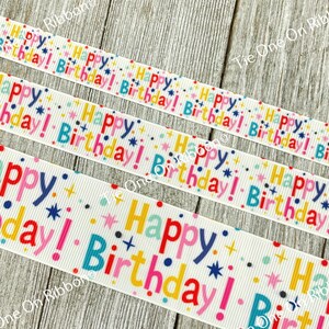 Alles Gute zum Geburtstag Punkte und Sterne gedruckte Ripsband - 5/20, 7/8, 3,5 Zoll - Nähen - Basteln - Geburtstagsbanner - Schleifen - Party - Sammelalbum