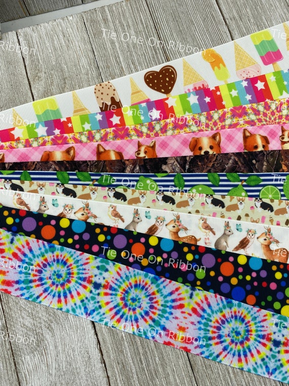 10-1-Yard Cuts of 1.5 Fun Summer Prints Assorted Grosgrain Ribbon Decor Party Bow Scrapbook Cart Sew Get Exactly What You See