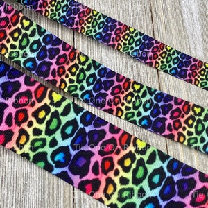 Rainbow Leopard Print Grosgrain Ribbon - 5/8 - 1 - 1.5 Inch - Sewing - Crafting - Decor - Bow - Rainbow - Collar
