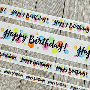 Alles Gute zum Geburtstag Punkte Gedruckt Ripsband - 3/8 - 5/8 - 7/8 - 3,5 Zoll - Basteln - Geburtstagsbanner - Schleifen - Geschenkverpackung - Anhänger - Cake Topper