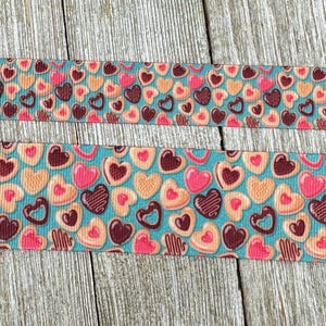 Sale! 5 Yards Heart Shaped Cookies Grosgrain Printed Baking Ribbon: 7/8", 1.5"