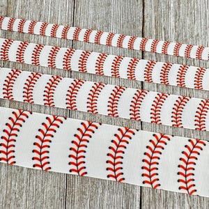 ¡A batear! Cordones de béisbol y sóftbol. Cinta de grogrén estampada para equipos deportivos - 9,5 cm, 16,3 cm, 22,8 cm y 3,8 cm. Cinta para equipo, etiqueta para equipaje, lazo para animadoras.