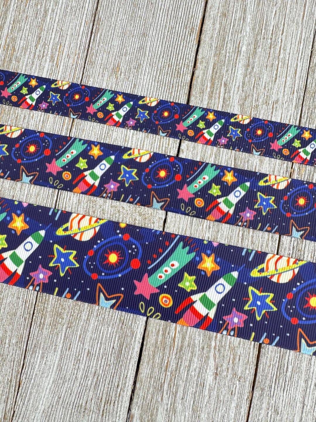 Space Rocket, Outer Space, Planets, Solar System Printed Grosgrain ...
