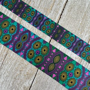 Helles Afrikanisches Ankara Ripsband mit geometrischem Muster - 2,0 cm und 3,5 cm Breite - Nähen - Basteln - Dekorieren - Kostüm - Haarschleife