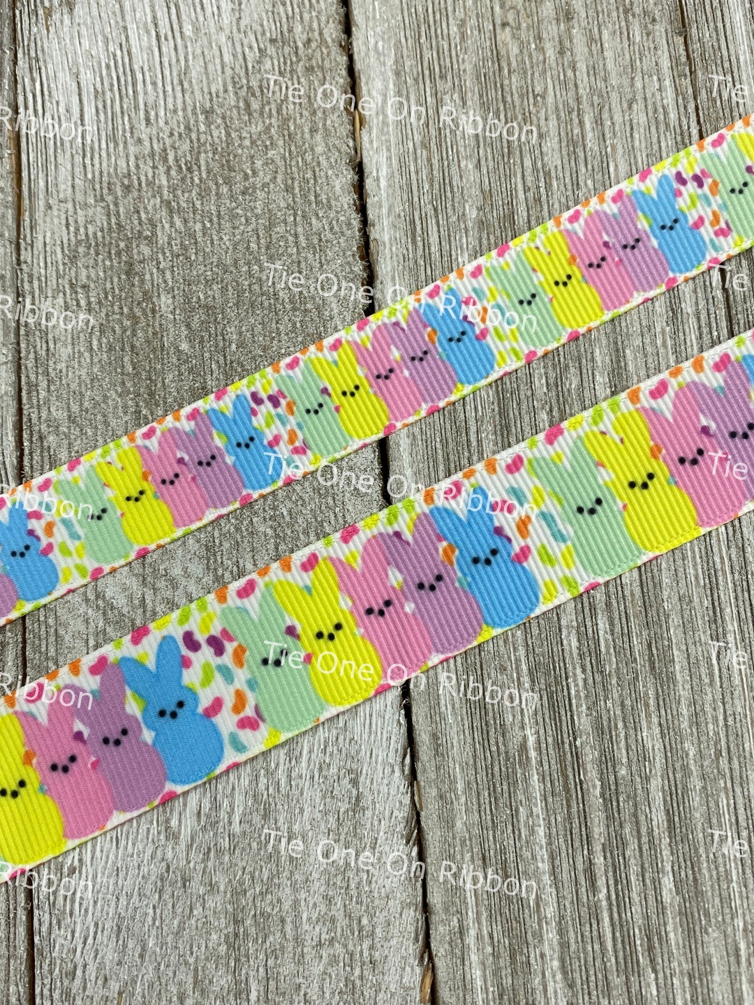 Jelly Beans and Easter Bunny Rabbit Printed Grosgrain Ribbon 5/8 7/8