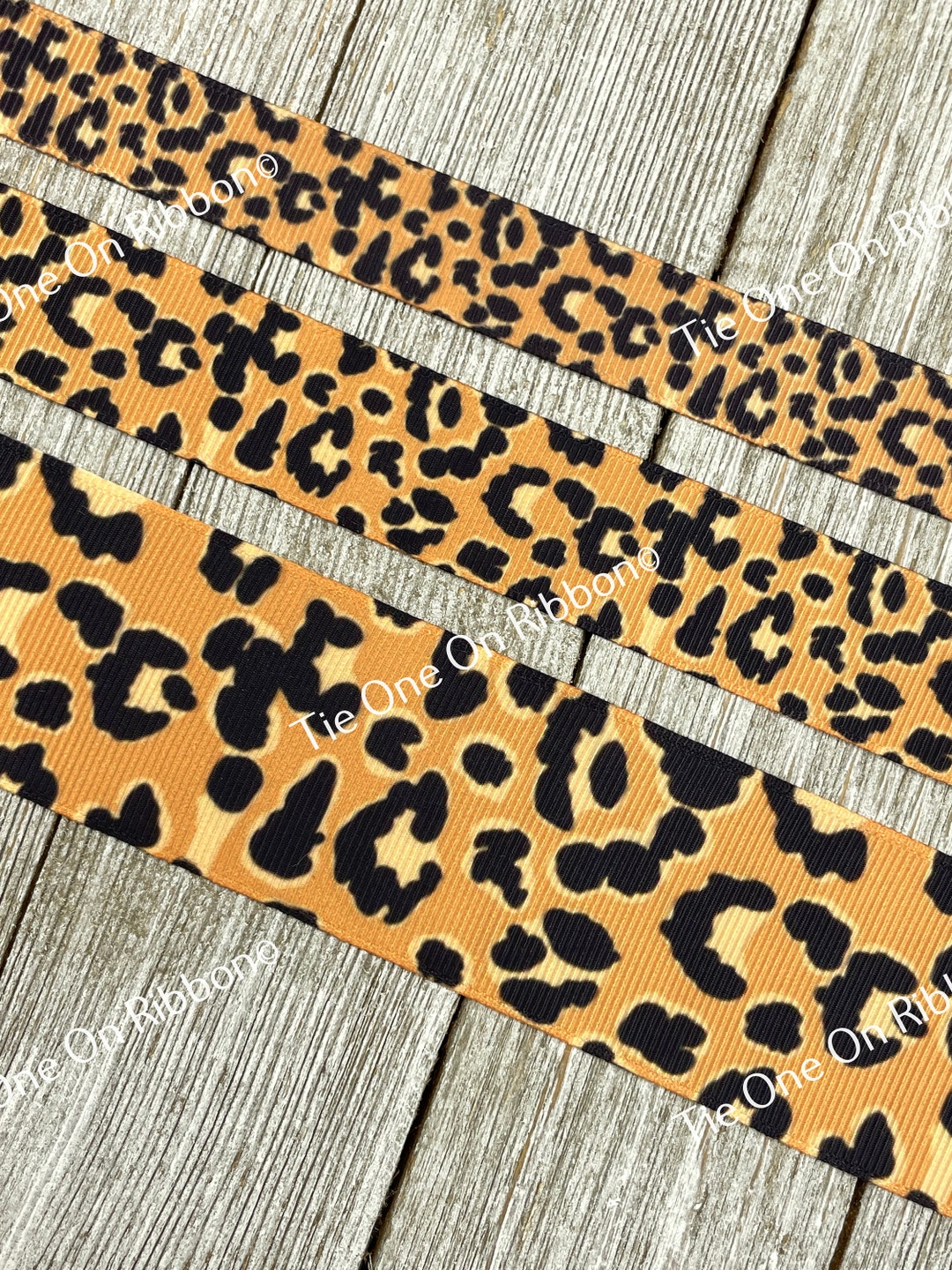 Large Black Leopard Spots on Medium Khaki Printed Grosgrain Ribbon - 5/ ...
