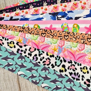 Bekomme genau das, was du siehst! 10 - 1-Yard-Schnitte von 1,5-Zoll-Fun-Summer-Prints, gemischt mit Ripsband, Dekor, Party, Schleifen, Sammelalbum