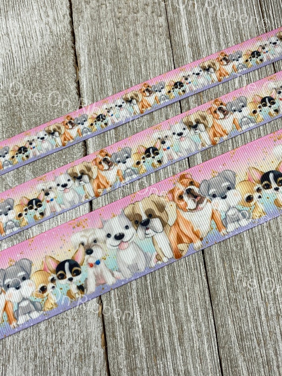 SALE 5 Yards White Pup Dog Printed Grosgrain Ribbon 1 Inch Width Sewing  Craft Bow Gift Wrap Scrapbook Collar 