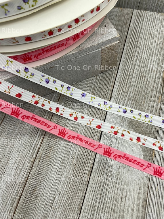 SALE 5 Yards 3/8 Width Choice of Three Printed Grosgrain Ribbon 3/8 Inch  Sewing Crafting Decor Party Favor Wrap 