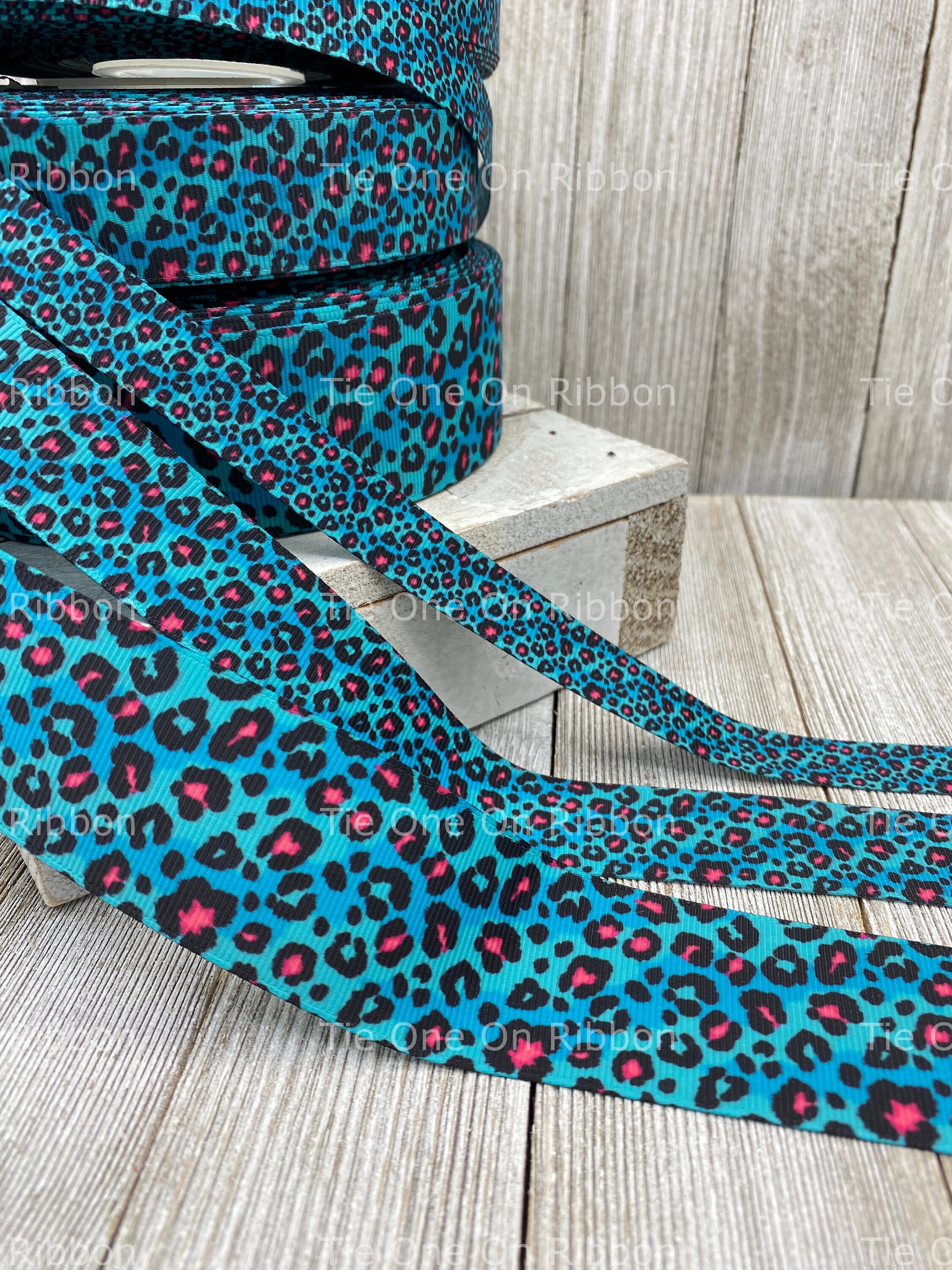 SALE 5 Yards Blue Leopard Print Grosgrain Ribbon 5/8 | Etsy