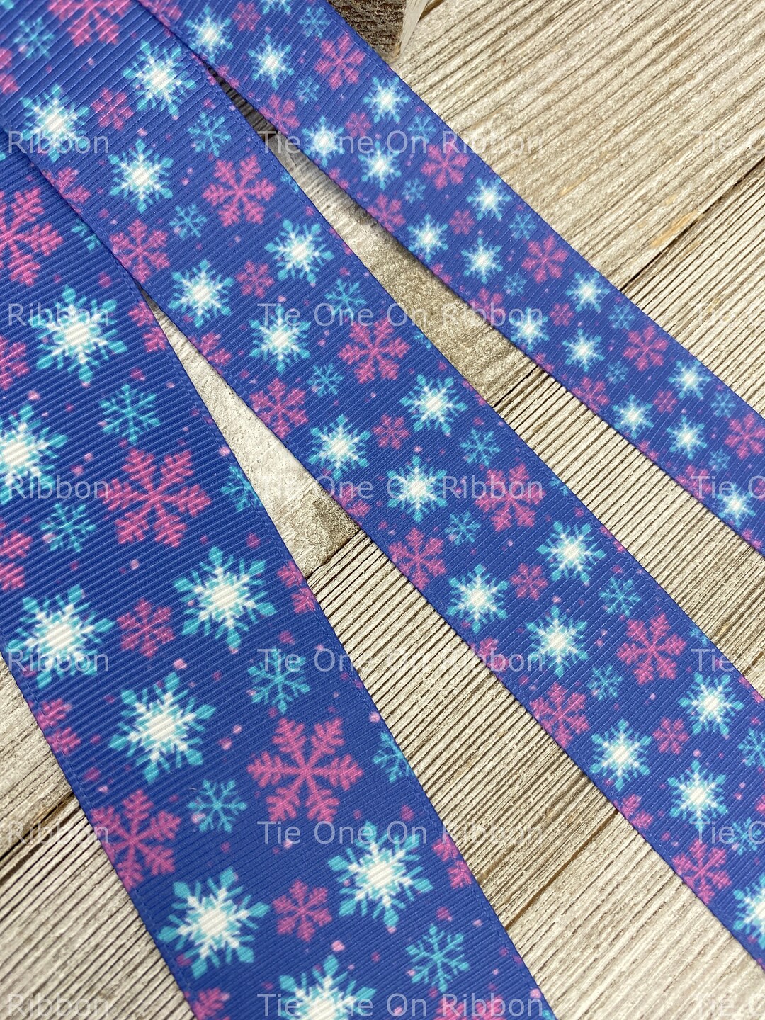 Blue and Pink Winter Snowflakes Printed Grosgrain Ribbon 5/8 - Etsy