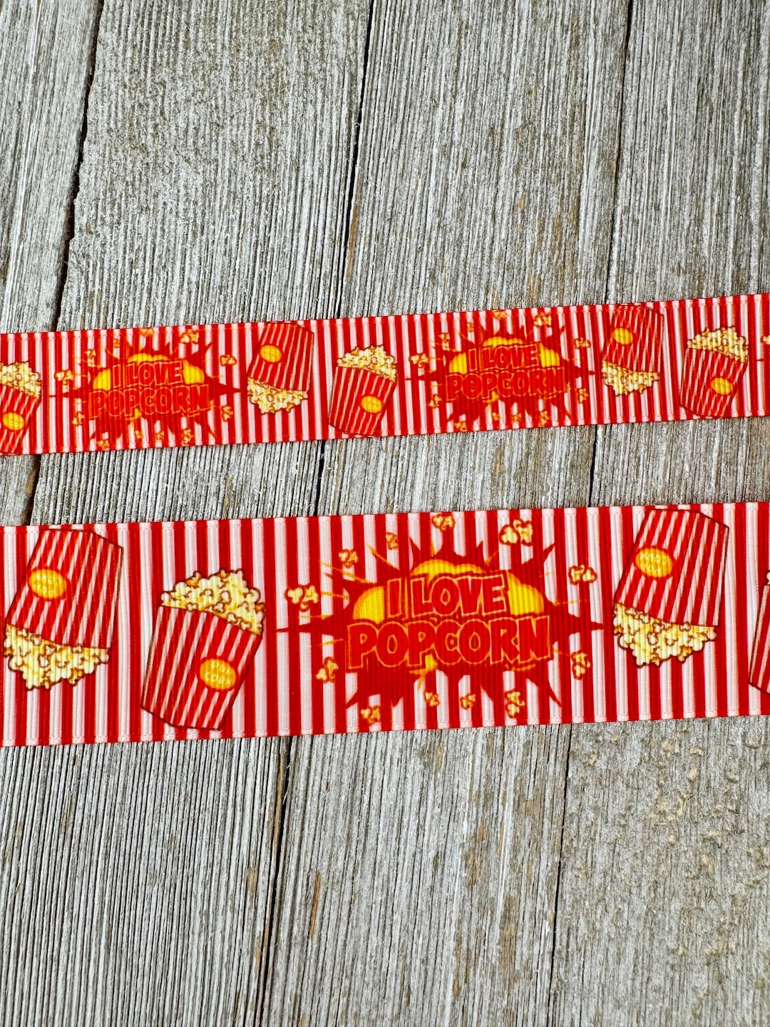 Sale! 3 and 5 Yards I Love Popcorn Movie Theatre Stripe Printed ...