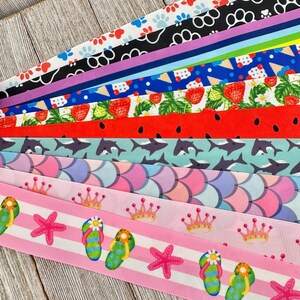 Bekomme genau das, was du siehst! 10 - 1-Yard-Schnitte von 1,5-Zoll-Fun-Summer-Prints, gemischt mit Ripsband, Dekor, Party, Schleifen, Sammelalbum