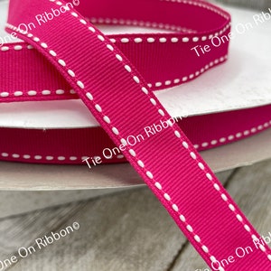 Cinta de grogrén de color liso cosida a caballo en rosa fuerte - 5/8&quot; - Costura - Manualidades - Decoración - Recuerdos de fiesta - Álbum de recortes - Lazo para el pelo - Etiqueta