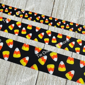 Halloween Candy Corn Printed Grosgrain Ribbon - 5/8 - 7/8 - 1 - 1.5 Inch - Sewing - Crafting - Decorating - Costume - Bow