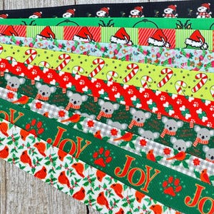 Bekomme genau das, was du siehst! 10 - 1-Yard-Schnitte von 7/8-Zoll-Weihnachtsfeiertags-Winter-Assorted-Grosgrain-Band-Dekor-Party-Bogen-Sammelalbum-Wagen-Nähen
