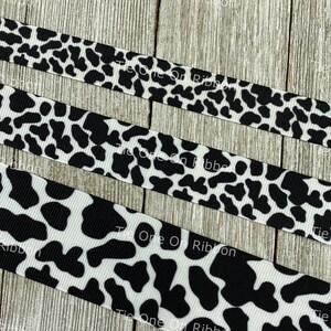 Cow Print Spots Animal Printed Grosgrain Ribbon 5/8 7/8 1.5 Sewing Crafting Decorating Bow Party Costume Nursery image 4