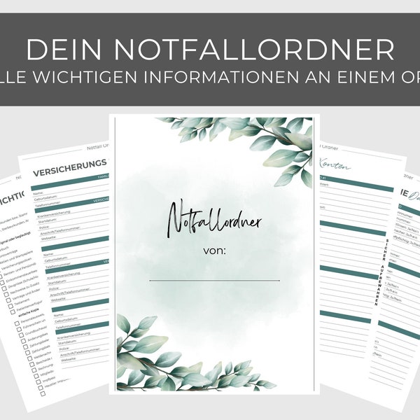 Notfallorder Vorlage PDF Vorsorge Design Olivenblatt
