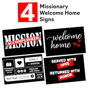 Four LDS Return Missionary, Welcome Home Airport Sign and Banners, Digital Download, Printable