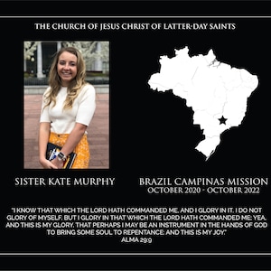LDS Missionary Sign, Plaque missionnaire imprimable, Téléchargement numérique 8x10 avec carte et photo missionnaire, options multiples