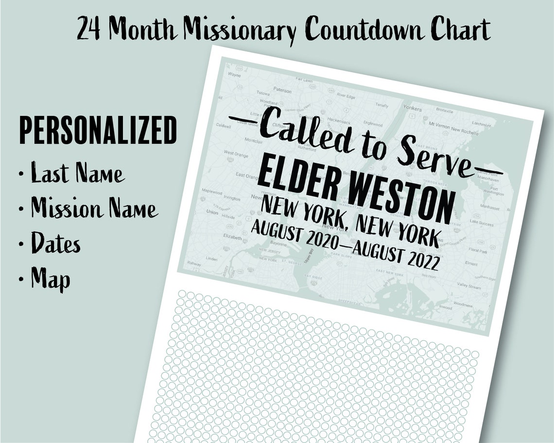 Personalized Elder Missionary Countdown Chart for the Church - Etsy