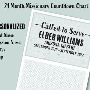 Personalized Elder Missionary Countdown Chart for the Church of Jesus ...