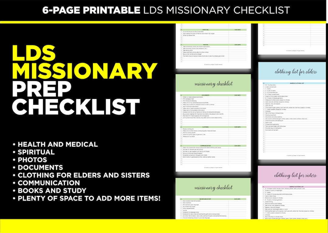 LDS Missionary Checklist LDS Digital Download Latterday Saint Mission