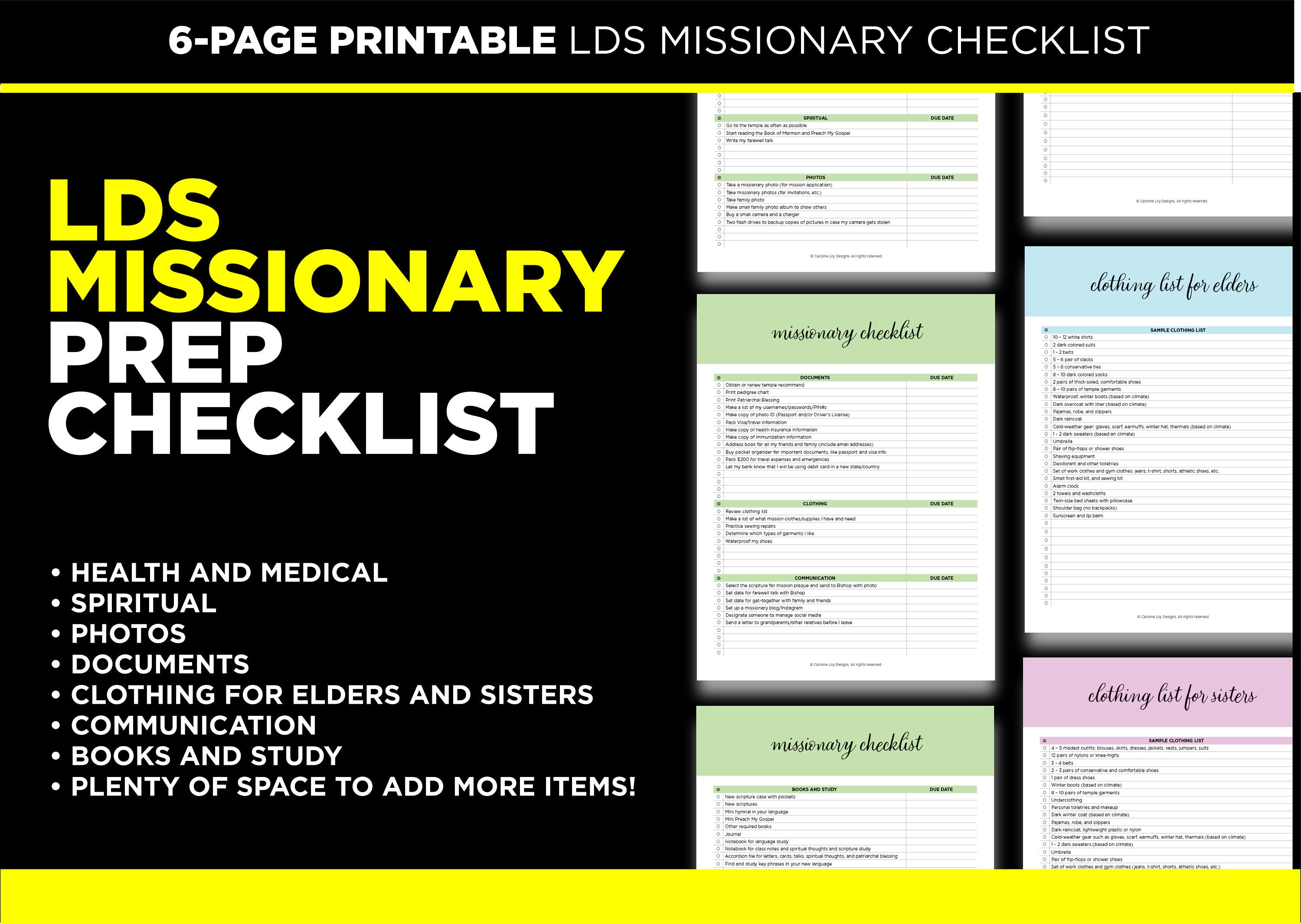 LDS Missionary Checklist LDS Digital Download Latterday Etsy