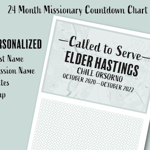 Personalized Elder Missionary Countdown Chart for the Church of Jesus Christ of Latter-day Saints