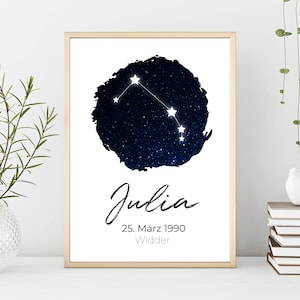Poster Sternzeichen # Geschenk zur Geburt # Geschenkidee zum Geburtstag # Personalisiert mit Namen und Datum