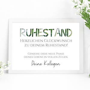 Geldgeschenk zum Ruhestand I Geschenkidee zur Renteneintritt  Verabschiedung Büro Firma letzter Tag I Größe Din A4 I wahlweise mit Rahmen