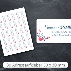 Adressetikett # Aufkleber mit Name und Adresse # 30 Stück 50 x 30 mm # Personalisiert mit Namen # zum aufkleben für Briefe Bücher Postkarten