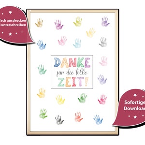 Cadeau d'adieu pour éducateur Carte d'adieu Carte de remerciement Maternelle Kita Ecole primaire Format Din A4 5 - 20 noms possibles à imprimer