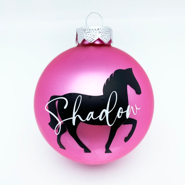 Weihnachtskugel mit Pferd I personalisiert I Geschenkidee für Pferdeliebhaber zu Weihnachten I Christbaumkugel Wichtelgeschenk