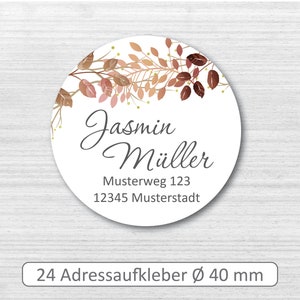 Aufkleber mit Name und Adresse # 24 Stück 40 mm Durchmesser # Personalisiert mit Namen # Adressetikett