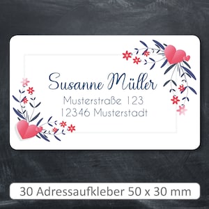 Adressetikett # Aufkleber mit Name und Adresse # 30 Stück 50 x 30 mm # Personalisiert mit Namen # zum aufkleben für Briefe Bücher Postkarten