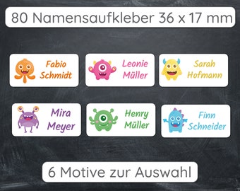 Namensaufkleber für Kinder # personalisierte Etiketten für Schüler # Aufkleber mit Namen # 80 Stück 36 x 17 mm