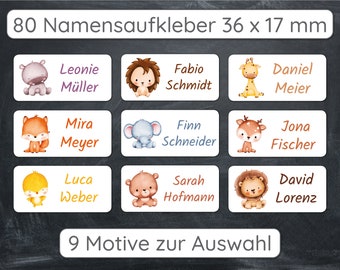 Namensaufkleber für Kinder # personalisierte Etiketten für Schüler # Aufkleber mit Namen # 80 Stück 36 x 17 mm