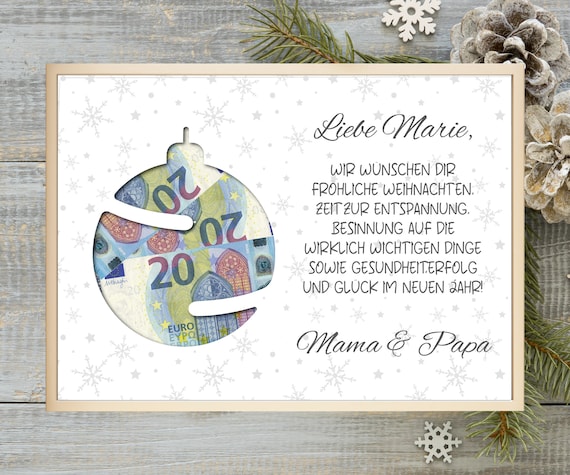 Gift Idea Christmas I Money Gift in Picture Frame I Personalized With Name  I Size Din A4 I Motif With Christmas Ball I -  Finland