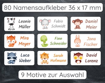 Namensaufkleber für Kinder # personalisierte Etiketten für Schüler # Aufkleber mit Namen # 80 Stück 36 x 17 mm