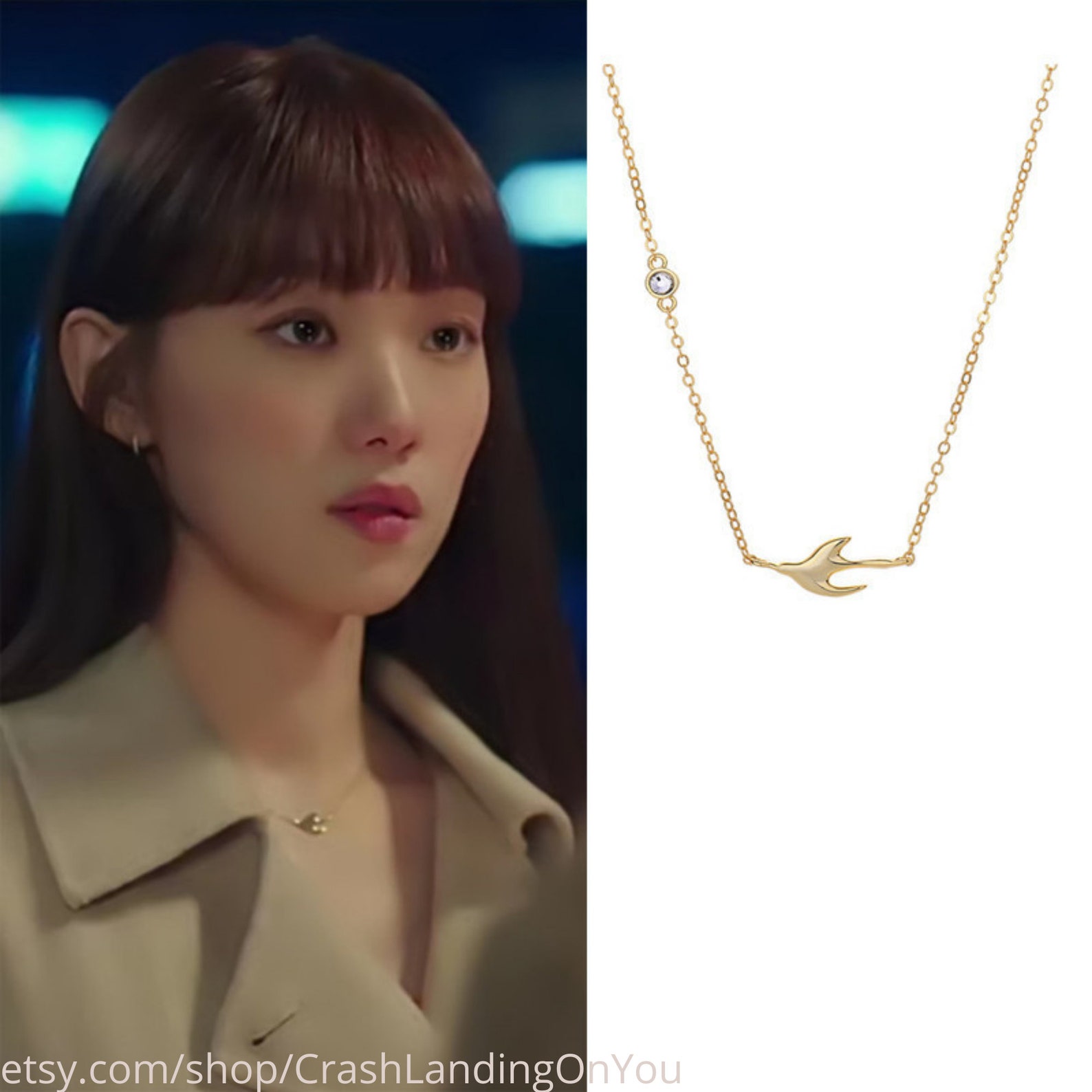 Sparrow Necklace as Seen on Lee Sung Kyung Shooting Stars - Etsy
