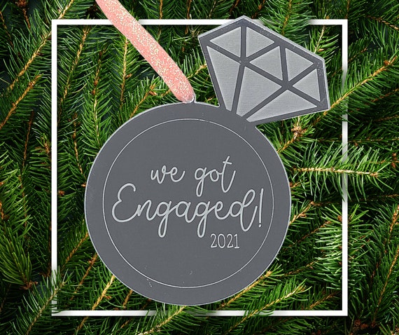Christmas ornament for newly engaged couple discount