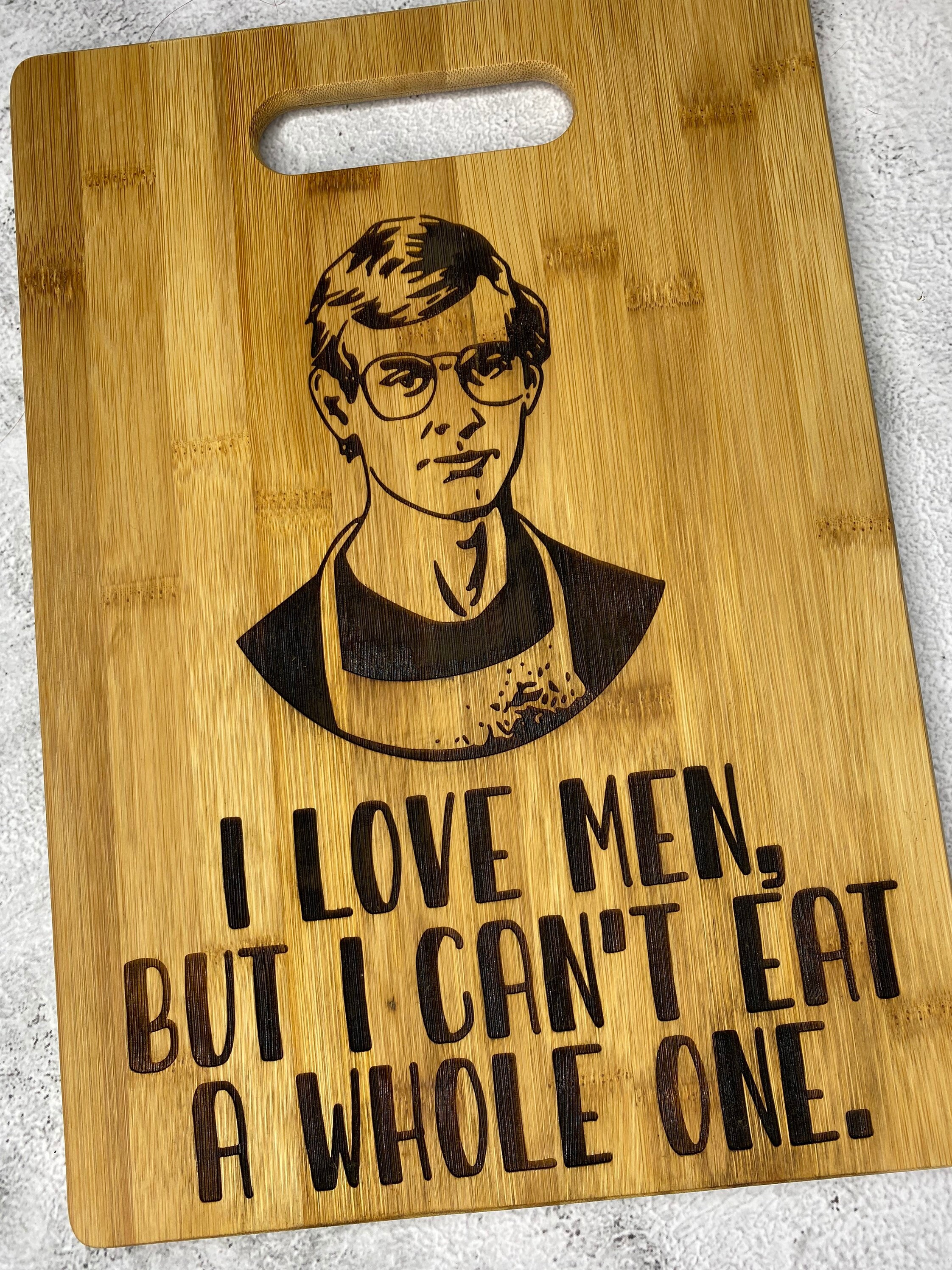 Jeffrey Dahmer Cutting Board I Love Men but I Cant image