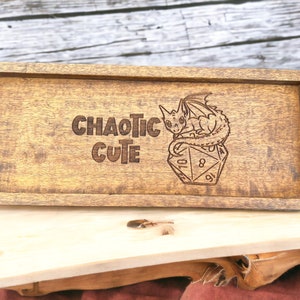 Chaotic Cute Dragon Dice Tray - Role Playing Game - D20 - Gift for Men - Wood Catch All Tray - Dice Tray - Rolling Tray - Gift for Gamer