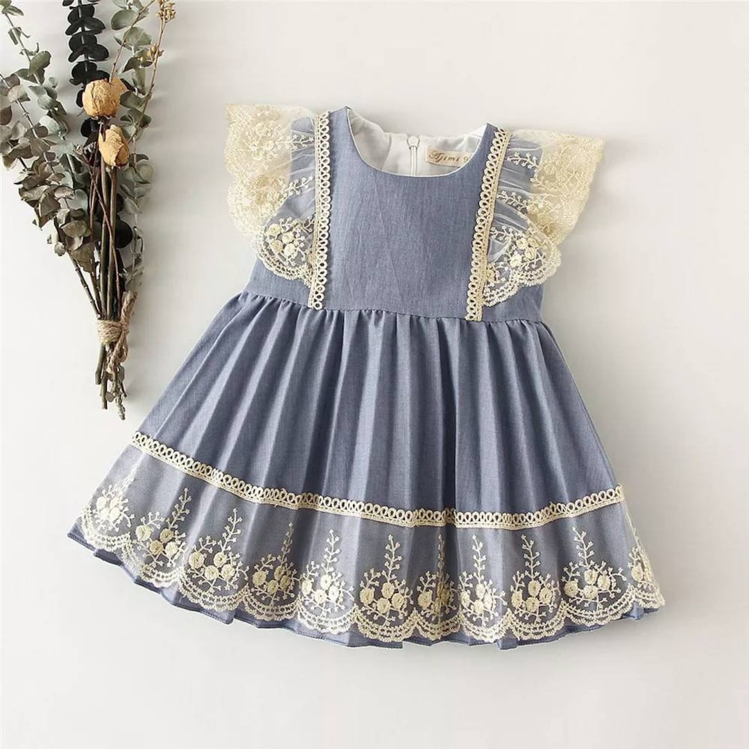 Embroidered Baby Girl Dress Baby Girl Dress Blue Baby Girl Etsy